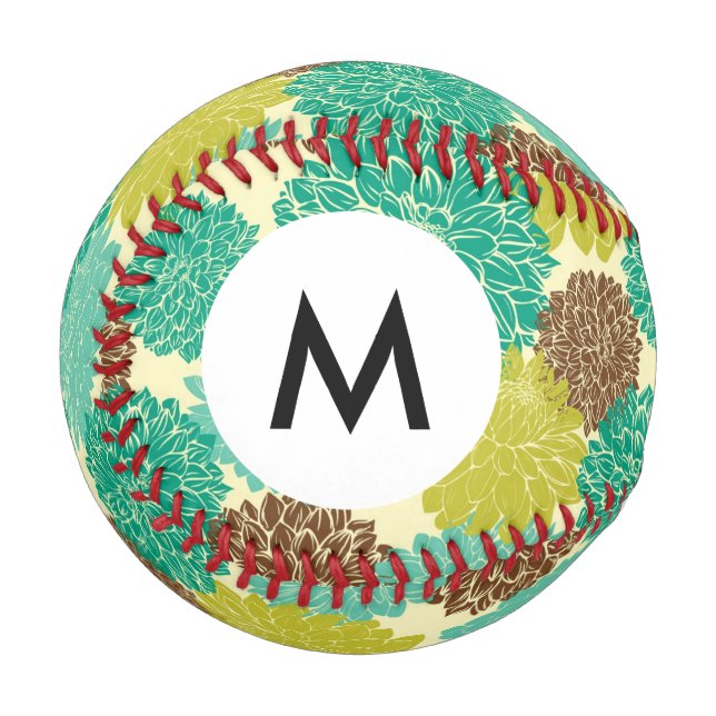 Monogram Floral Pattern 12 Baseball (Front Left)