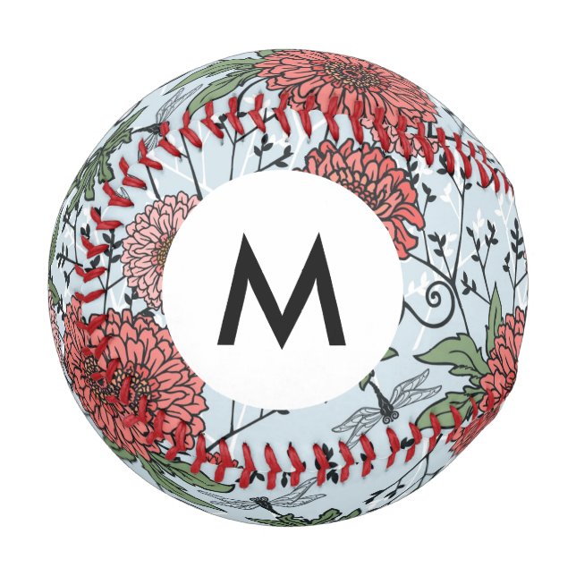 Monogram Floral pattern 3 Baseball (Front Left)