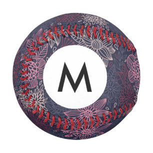 Monogram Floral pattern 4 3 Baseball