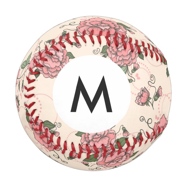Monogram Floral pattern 5 Baseball (Front Left)