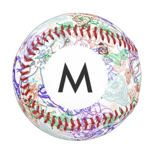 Monogram Floral Pattern 8 Baseball