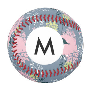 Monogram Floral Pattern Baseball