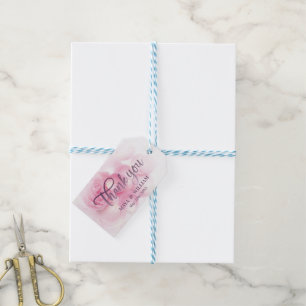 Monogram Floral Pink Wedding Thank You Gift Tags