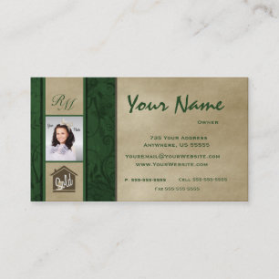 Monogram Floral Real Estate Photo Business Cards 3