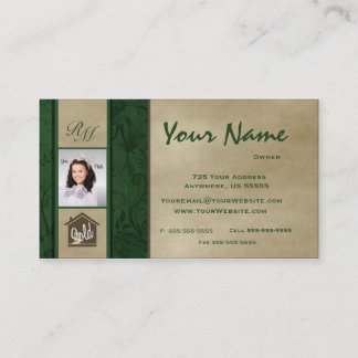 Monogram Floral Real Estate Photo Business Cards 3