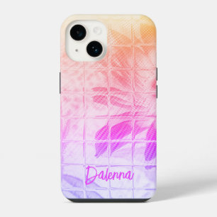 Monogram Floral Square Windows Watercolor Purples  iPhone 14 Case