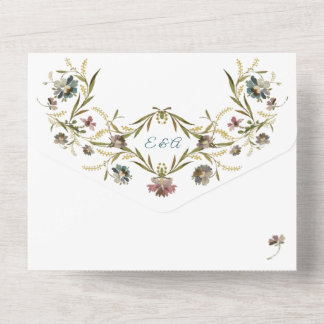 Monogram Floral Vine All in One Wedding Invite