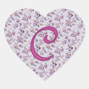 Monogram Floral Vintage C Heart Sticker