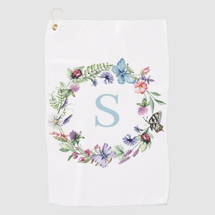Monogram Floral Watercolor Golf Towel