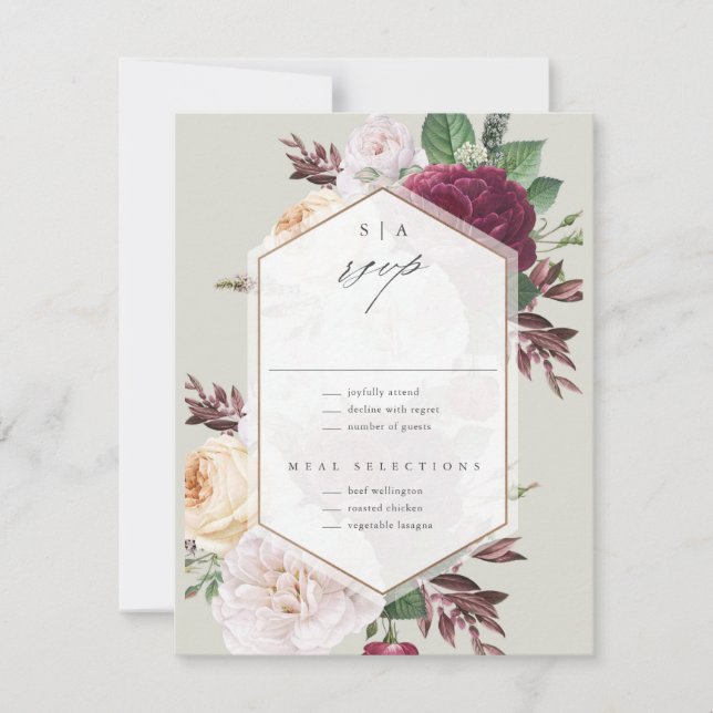 Monogram Floral Wedding RSVP Card (Front)