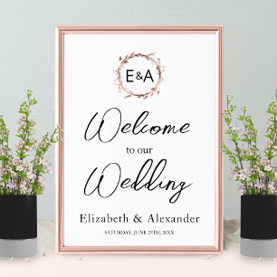 Monogram Floral Wedding Welcome Sign Foam Boar