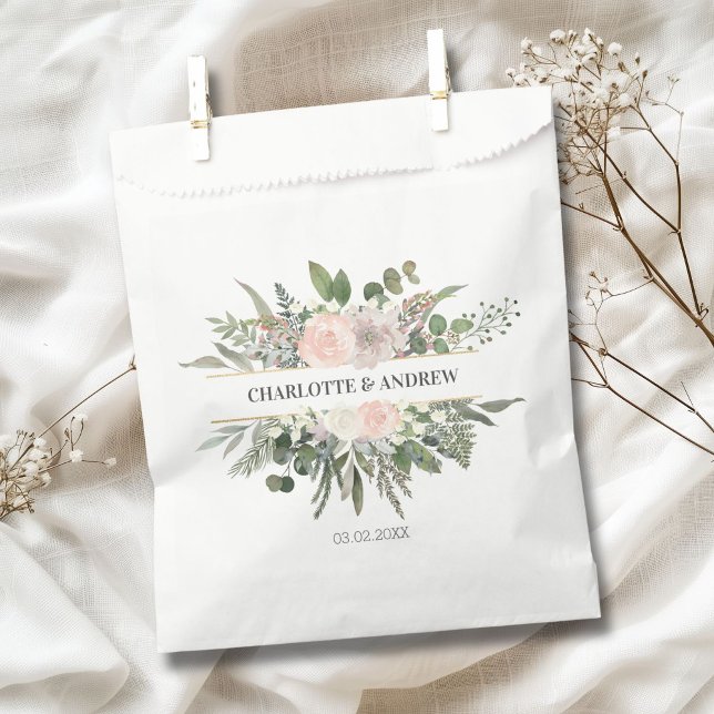 Monogram Floral Weddings  Favour Bags (Monogram Floral Weddings Favor Bag)