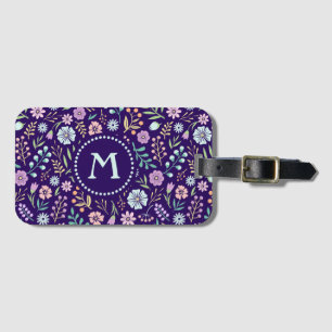 Monogram Floral Whimsical Boho Pattern Luggage Tag