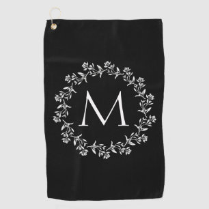 Monogram Floral Wreath Golf Towel