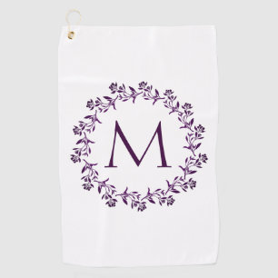 Monogram Floral Wreath Golf Towel