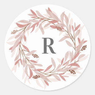 Monogram floral wreath sticker