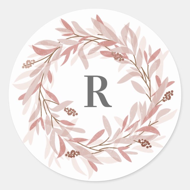 Monogram floral wreath sticker (Front)