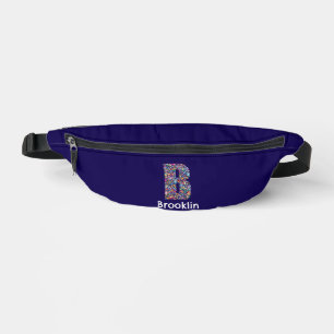 Monogram flower colourful letter B blue Bum Bags