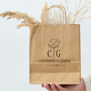 Monogram Flower Custom Wedding Bag   Rubber Stamp