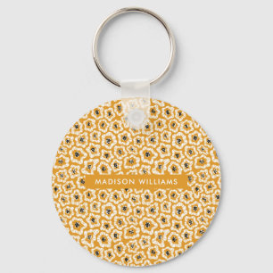 Monogram Flower Modern Minimalist Keychain