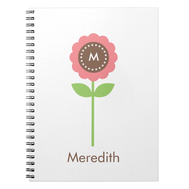 Monogram Flower Personalised Notebook (Front)