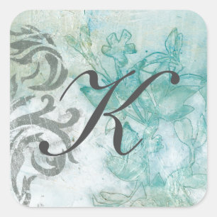 Monogram   Flower Spray II Square Sticker