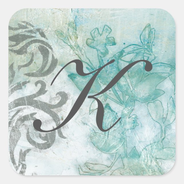 Monogram | Flower Spray II Square Sticker (Front)
