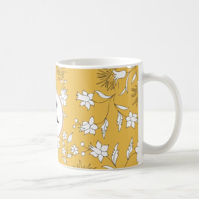 monogram & flowers coffee mug (Right)