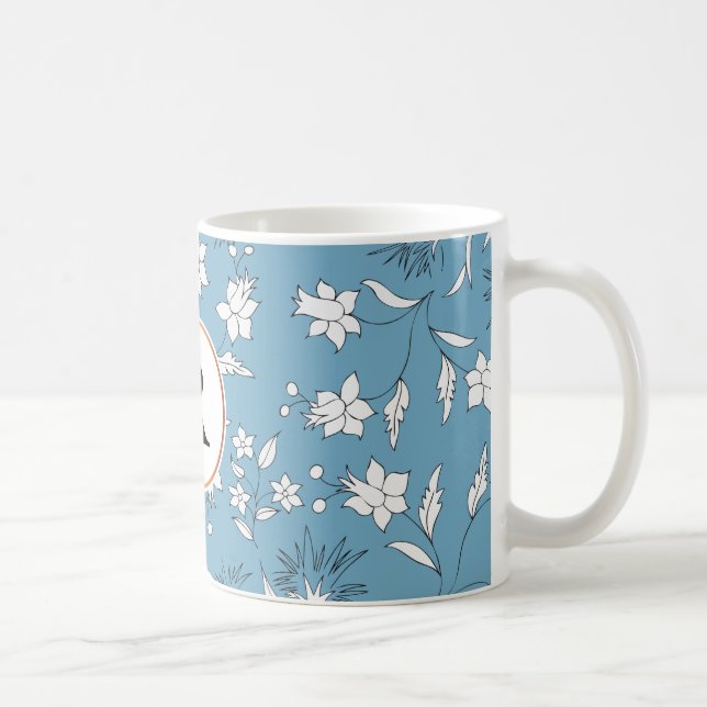 monogram & flowers coffee mug (Right)