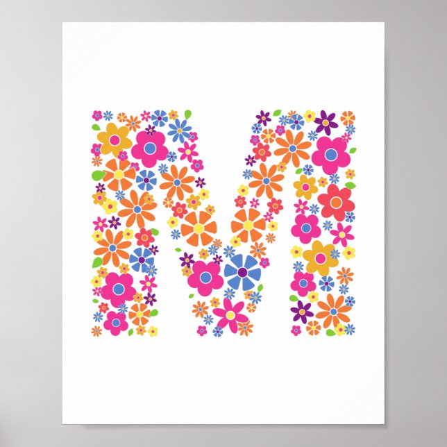 Monogram Flowers Floral Letter M Poster (Front)
