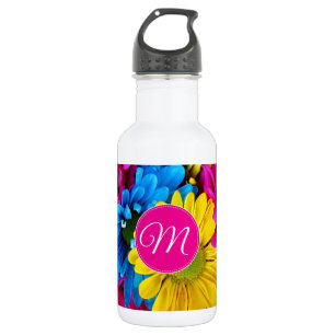 Monogram Flowers in Fluorescent Colours 532 Ml Water Bottle