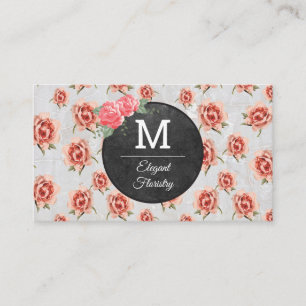 Monogram Flowers Pattern Stone Business Card