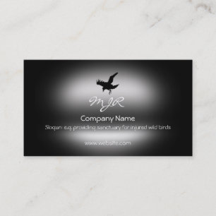 Monogram, Flying Raven Bird, metallic-effect Business Card