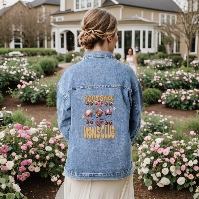 Monogram  Football Moms Club  Denim Jacket (Wedding Back)