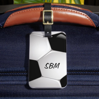 Monogram Football Soccer Ball Luggage Tag