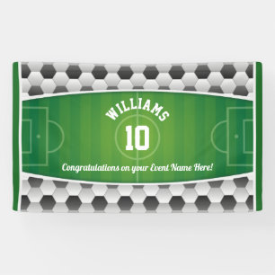Monogram Football Soccer Field Ball Sport Green Banner