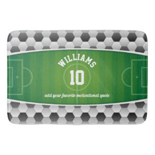 Monogram Football Soccer Field Ball Sport Green Bath Mat