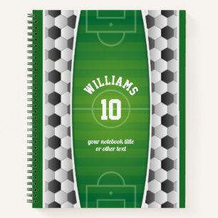 Monogram Football Soccer Field Ball Sport Green Notebook