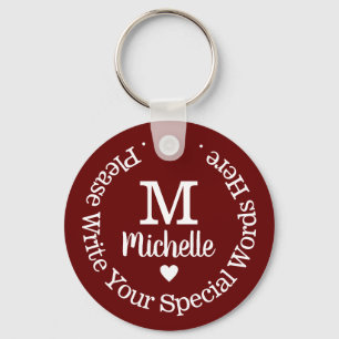Monogram for Her with Custom Red Love Key Ring