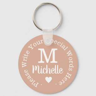 monogram for her with custom text pink love key ring