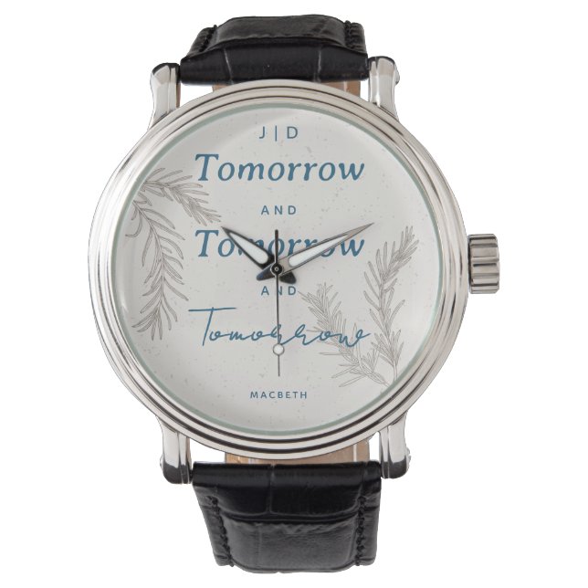 Monogram For Him Modern Elegant Shakespeare Quote Watch (Front)