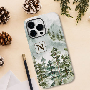 Monogram Forest and Mountain Nature Watercolor Case-Mate iPhone 14 Pro Max Case