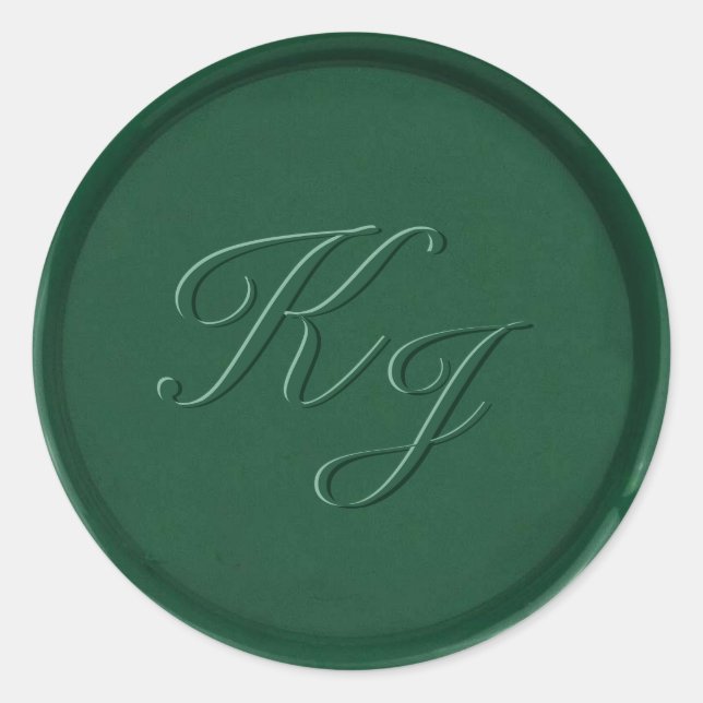 Monogram Forest Green Wax Seal Sticker (Front)