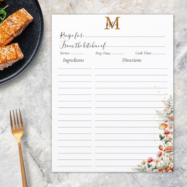 Monogram Forest Mushroom Floral Recipe Insert (In situ)