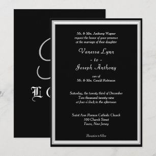Monogram Formal Black White Invitation