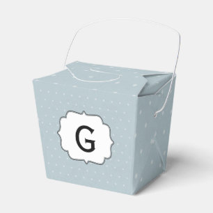 Monogram Framed on Pale Blue with White Polka Dots Favour Box