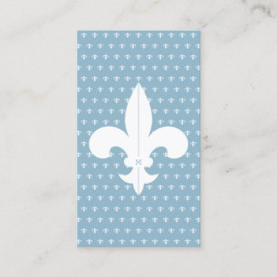 Monogram French Blue Fleur de Lis Pattern Minimal Business Card