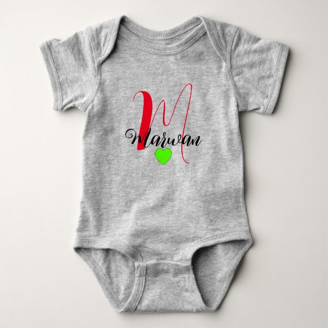 Monogram Front & Back Design - Unique Name Baby Bodysuit (Front)