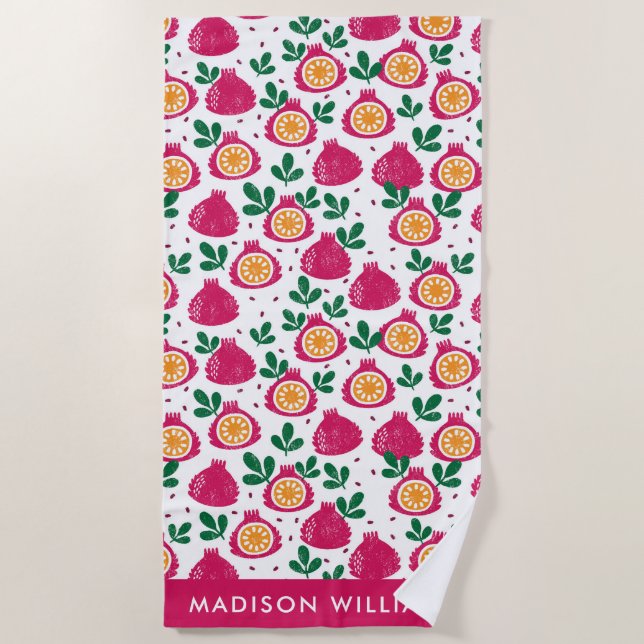 Monogram Fruit Elegant Stylish   Beach Towel (Front)