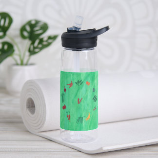 Monogram Fruits and Vegetables on Green Water Bottle